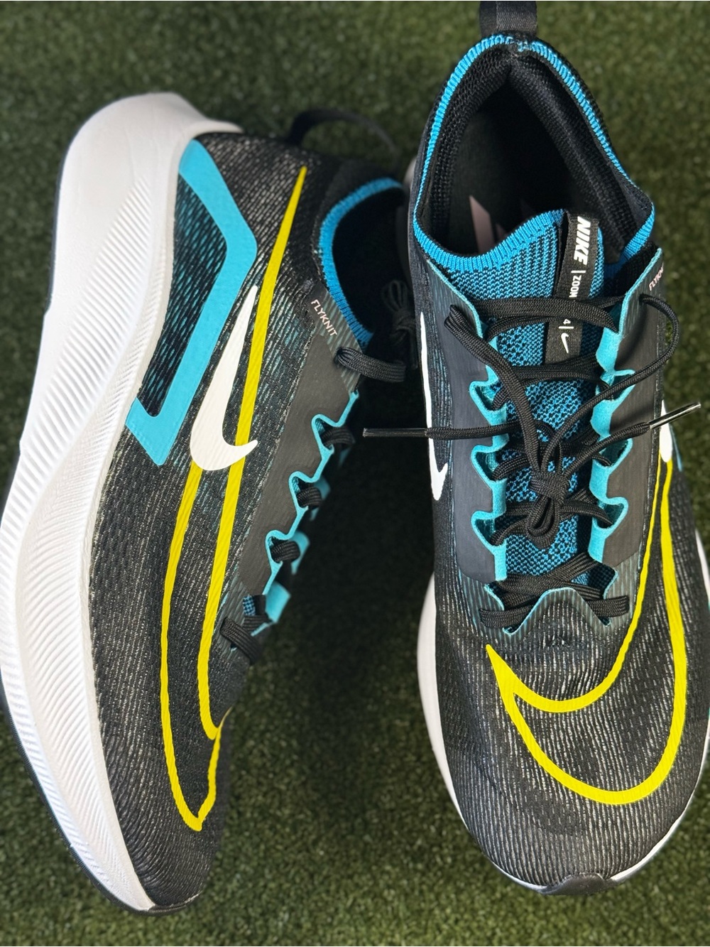 Nike Men’s Black Teal Running Shoes with Yellow Swoosh Without original box